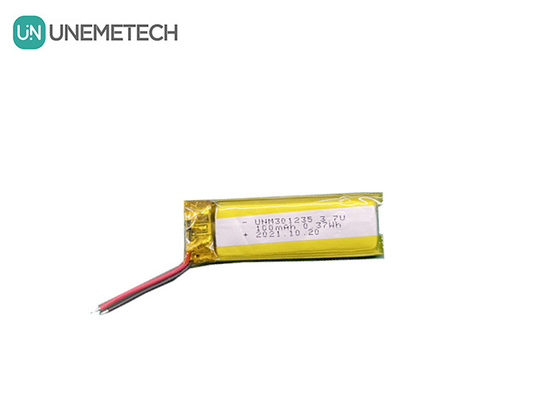 3.7V 100mAh 301235 Bateria recarregável de polímero de lítio para electrónica de consumo