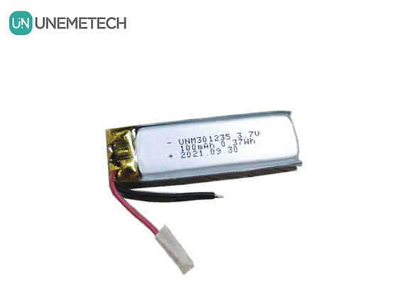 3.7V 100mAh 301235 Bateria recarregável de polímero de lítio para electrónica de consumo
