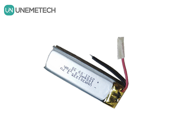 3.7V 100mAh 301235 Bateria recarregável de polímero de lítio para electrónica de consumo