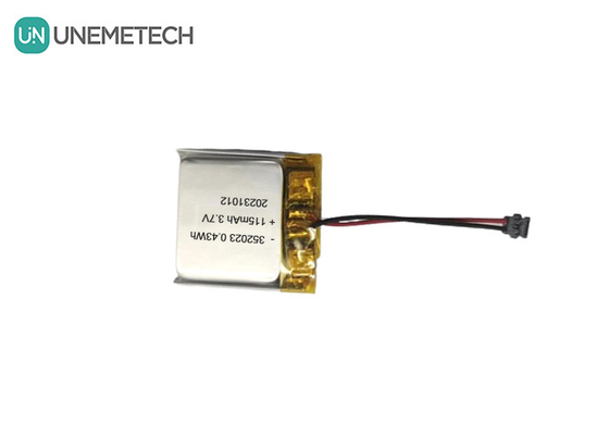 Baterias Lipo recarregáveis 352023 3.7V 115mAh Bateria de polímero de íons de lítio para rastreador GPS