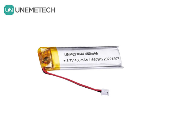 UNEMETECH 3.7V 450mAh Bateria recarregável Lipo personalizada 621644 para caneta electrónica