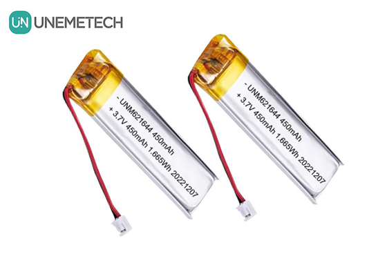 UNEMETECH 3.7V 450mAh Bateria recarregável Lipo personalizada 621644 para caneta electrónica