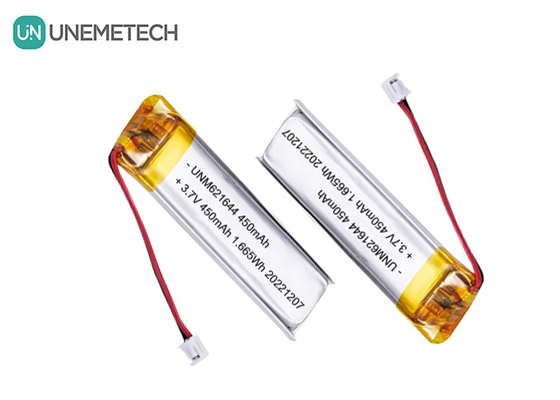 UNEMETECH 3.7V 450mAh Bateria recarregável Lipo personalizada 621644 para caneta electrónica