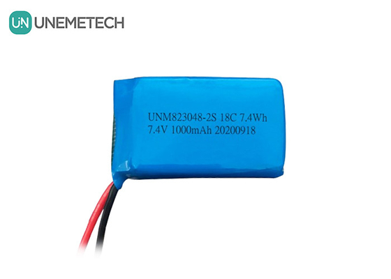 2S Bateria LiPo de alta taxa de descarga / Bateria de polímero de lítio de 18C 7.4v 1000mah 823048