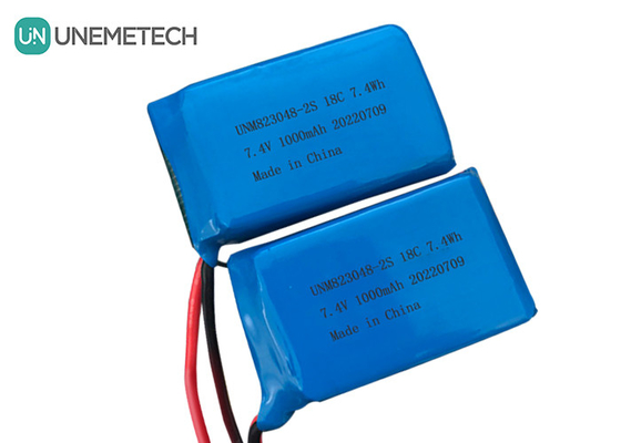 2S Bateria LiPo de alta taxa de descarga / Bateria de polímero de lítio de 18C 7.4v 1000mah 823048