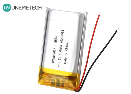 UNEMETECH 3.7V Bateria Li-ion Polymer 500mAh Bateria de Lítio Polymer 802036 1.85Wh Bateria LiPo