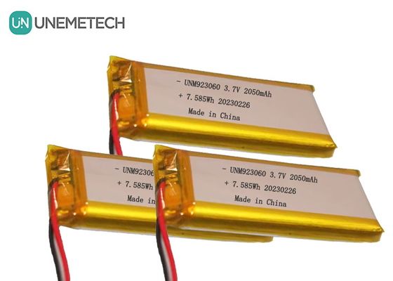 Período de vida útil de bateria Lipo personalizado 3.7V 2050mAh 923060 Para produtos digitais