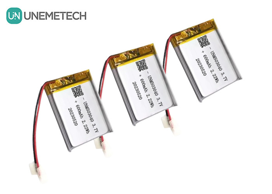 Bateria recarregável de iões de lítio 503040 3.7V Bateria Lipo 600mAh com placa de proteção para sistema de alarme