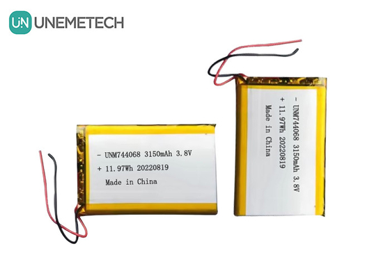 Bateria recarregável Lipo de alta tensão 3.8V 744068 3150mah Bateria para sistema de rastreamento GPS