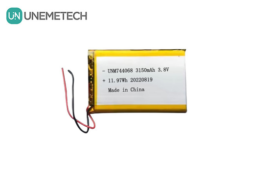 Bateria recarregável Lipo de alta tensão 3.8V 744068 3150mah Bateria para sistema de rastreamento GPS