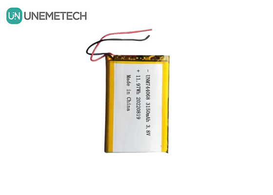 Bateria recarregável Lipo de alta tensão 3.8V 744068 3150mah Bateria para sistema de rastreamento GPS
