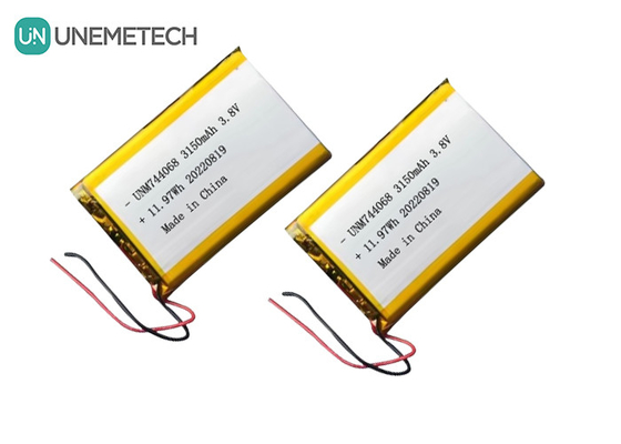 Bateria recarregável Lipo de alta tensão 3.8V 744068 3150mah Bateria para sistema de rastreamento GPS
