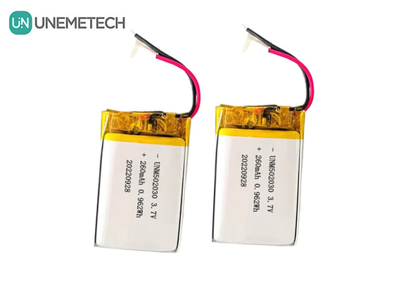 Baterias Lipo recarregáveis 502030 / 3.7V 260mAh Pequena bateria de lítio polimérico personalizada