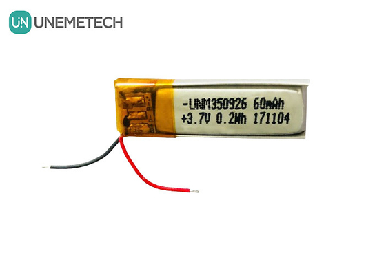 Mais de 500 ciclos de vida recarregável 3.7V 60mAh Bateria de íon de lítio polímero 350926 para fones de ouvido