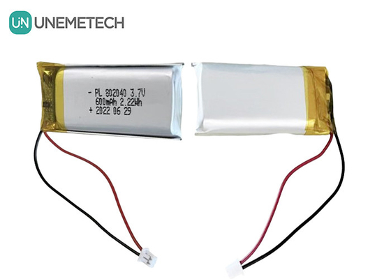 3.7V 600mAh Bateria recarregável de Li-polímero 802040 para produtos eletrónicos