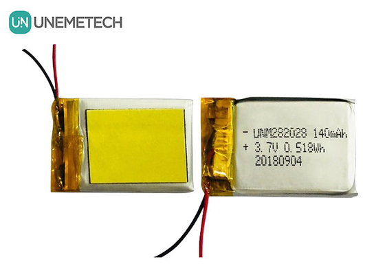 Bateria Lipo de baixa auto descarga 282028 / 3.7V Bateria de polímero de lítio de 140 mAh para dispositivos portáteis