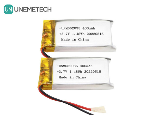 3Bateria recarregável de iões de lítio polímero de.7V 552035 400mAh Bateria Li Po para dispositivo sem fio