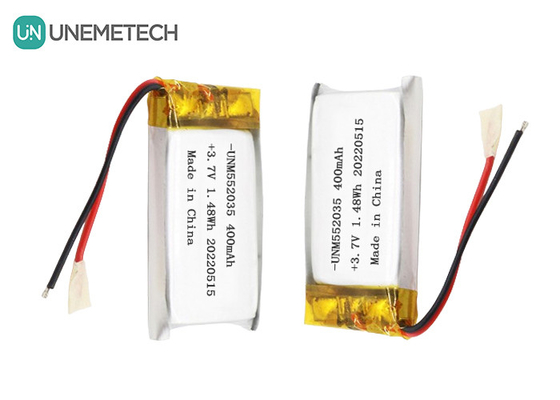 3Bateria recarregável de iões de lítio polímero de.7V 552035 400mAh Bateria Li Po para dispositivo sem fio