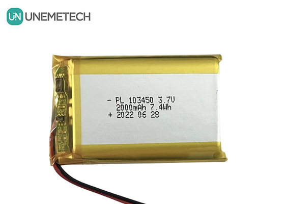 3.7V 2000mAh Bateria recarregável de polímero de lítio 103450 Grande capacidade para bomba de mama elétrica
