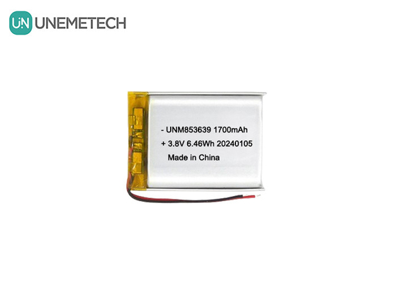 853639 4,35V 1700mAh Bateria de iões de lítio de polímero Alta tensão para câmera corporal