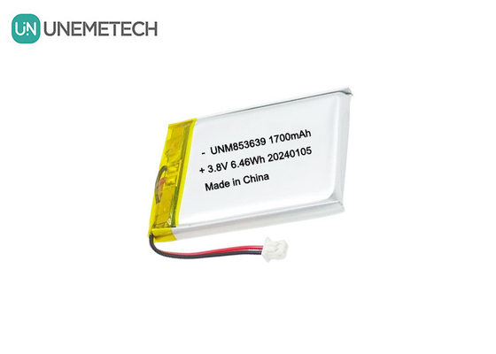 853639 4,35V 1700mAh Bateria de iões de lítio de polímero Alta tensão para câmera corporal