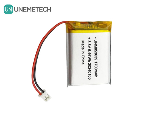 853639 4,35V 1700mAh Bateria de iões de lítio de polímero Alta tensão para câmera corporal