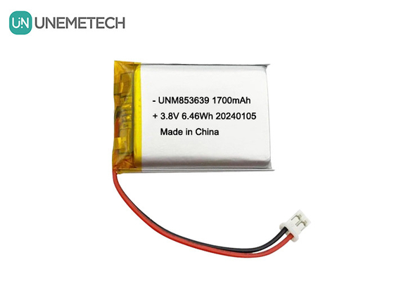 853639 4,35V 1700mAh Bateria de iões de lítio de polímero Alta tensão para câmera corporal