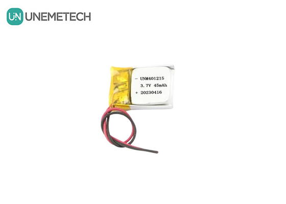 Bateria de polímero de lítio ultra fina 401215 3.7V 45mAh Bateria Li Po para rastreador GPS