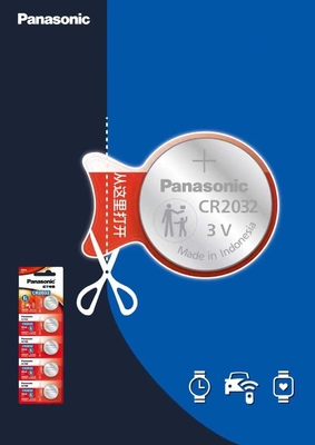 Bateria de chave de carro Panasonic CR2032 3V 225mAh Bateria de botão para chaves de veículo
