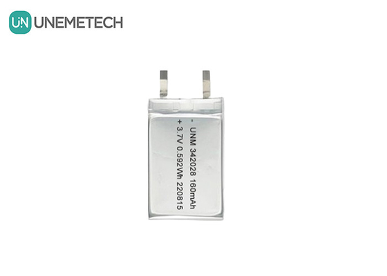 Bateria Bluetooth 160mAh 3.7V Bateria recarregável de iões de lítio polimérico 342028 para rastreador