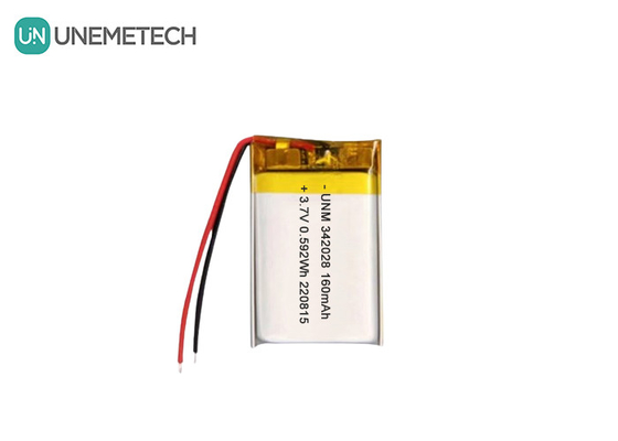 Bateria Bluetooth 160mAh 3.7V Bateria recarregável de iões de lítio polimérico 342028 para rastreador