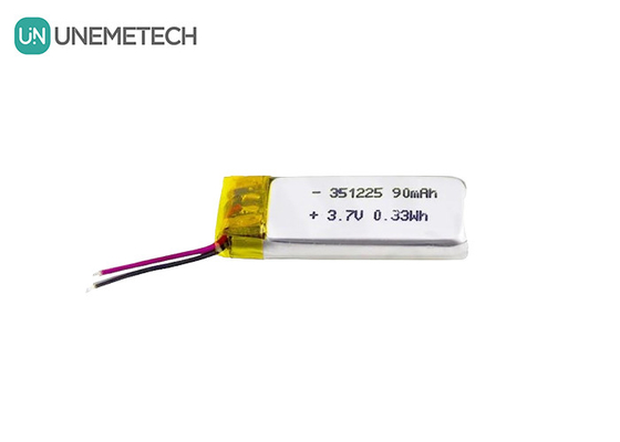 351225 Bateria Li-ion de polímero 3,7 V 90 mAh Bateria recarregável de polímero de Li ultra fina