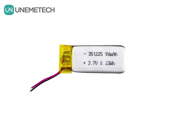 351225 Bateria Li-ion de polímero 3,7 V 90 mAh Bateria recarregável de polímero de Li ultra fina