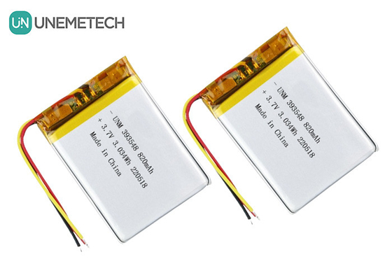 Bateria de polímero de lítio 3.7V 820mAh 393548 Lipo Bateria recarregável para bomba eletrônica de mama