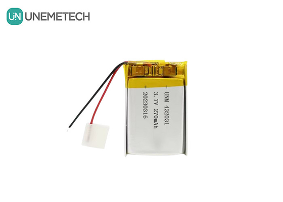 3.7V 270mAh 432031 Bateria de polímero de lítio para aparelhos eletrónicos