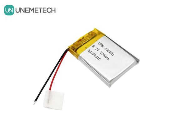 3.7V 270mAh 432031 Bateria de polímero de lítio para aparelhos eletrónicos