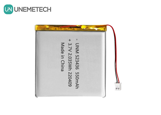 Bateria de polímero de íons de lítio 3.7V 550mAh 523436 Bateria recarregável de polímero Li para rastreador GPS