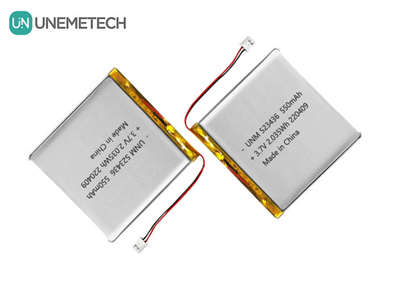 Bateria de polímero de íons de lítio 3.7V 550mAh 523436 Bateria recarregável de polímero Li para rastreador GPS
