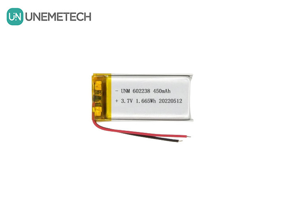 Bateria de iões de lítio polímero 602238 3.7V 450mAh Bateria recarregável de iões de lítio para rastreador de animais