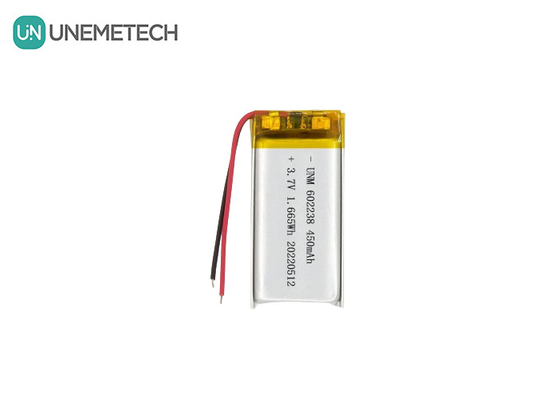 Bateria de iões de lítio polímero 602238 3.7V 450mAh Bateria recarregável de iões de lítio para rastreador de animais