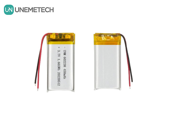 Bateria de iões de lítio polímero 602238 3.7V 450mAh Bateria recarregável de iões de lítio para rastreador de animais