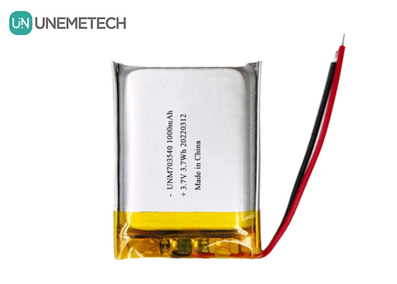 Bateria LiPo 1000mAh 703540 3.7V Bateria recarregável de Li-polímero para produtos eletrônicos
