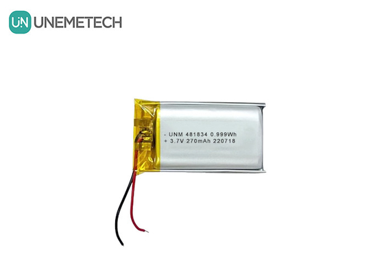 Bateria recarregável de polímero de iões de lítio de ciclo profundo 3.7V 270mAh 481834 Para óculos inteligentes