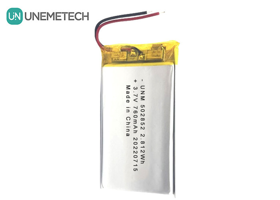3.7V 760mAh Bateria recarregável de polímero de íons de lítio 502852 para luzes LED
