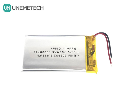 3.7V 760mAh Bateria recarregável de polímero de íons de lítio 502852 para luzes LED