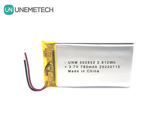3.7V 760mAh Bateria recarregável de polímero de íons de lítio 502852 para luzes LED