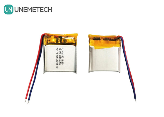 Bateria de polímero de lítio de alta tensão 3.8V 200mAh 521920 para relógios inteligentes