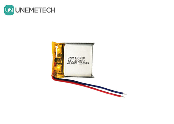 Bateria de polímero de lítio de alta tensão 3.8V 200mAh 521920 para relógios inteligentes