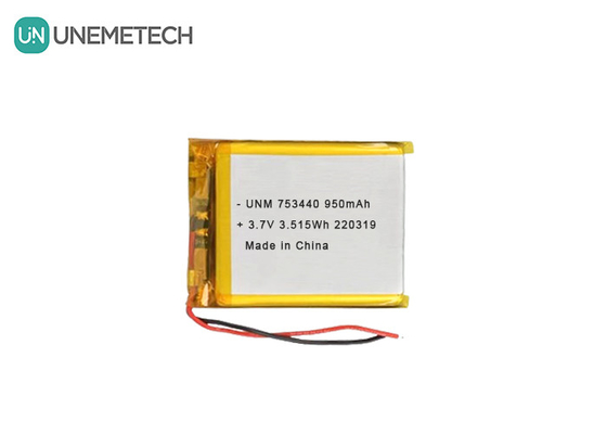 3Bateria de polímero de lítio de.7V 950mAh 753440 Bateria de bolsa para câmera em miniatura