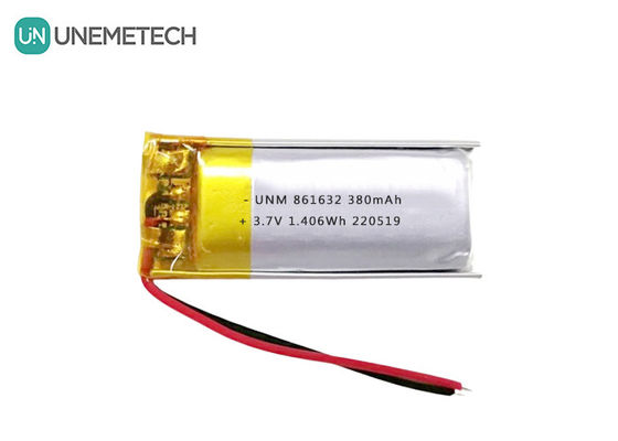 1S Baterias LiPo 3.7V 380mAh Bateria recarregável Li-polímero 861632 para lâmpada de mesa